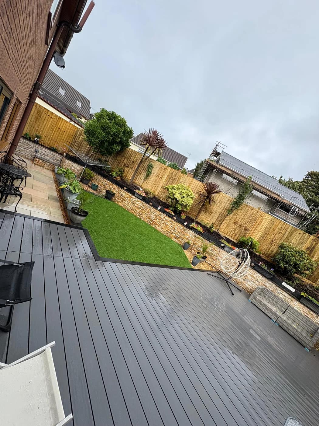 Composite decking artificial lawn raised planters bridgend by HJB