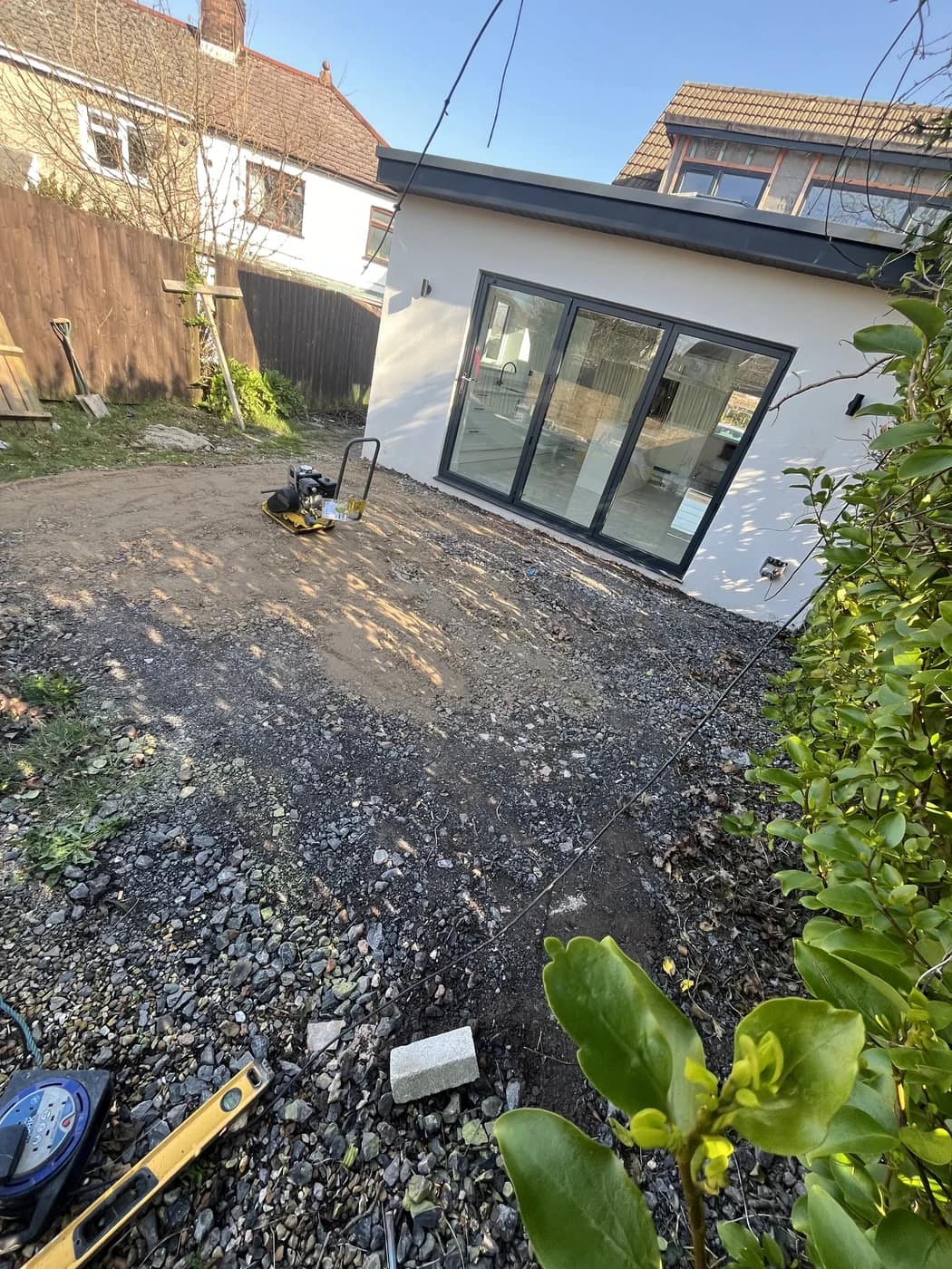 Rear extension patio groundworks pencoed by HJB