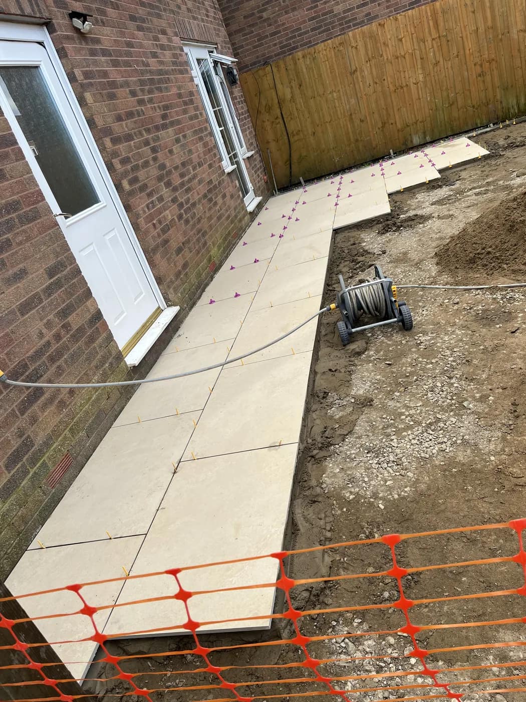 Porcelain paving installation rear garden brackla by HJB