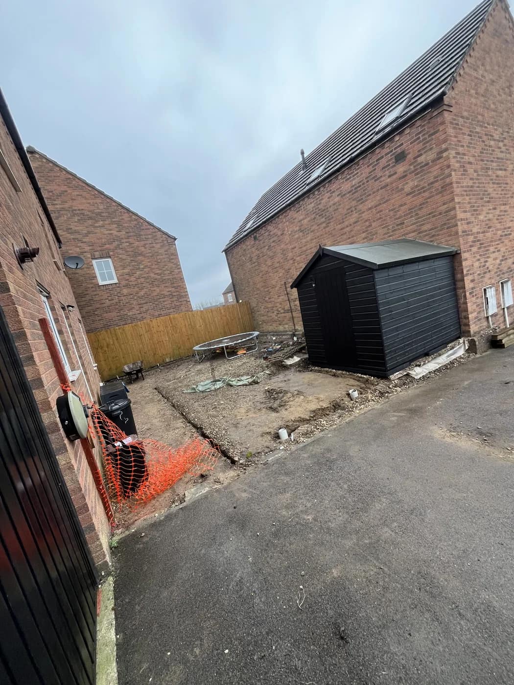 Side access groundworks patio project brackla by HJB