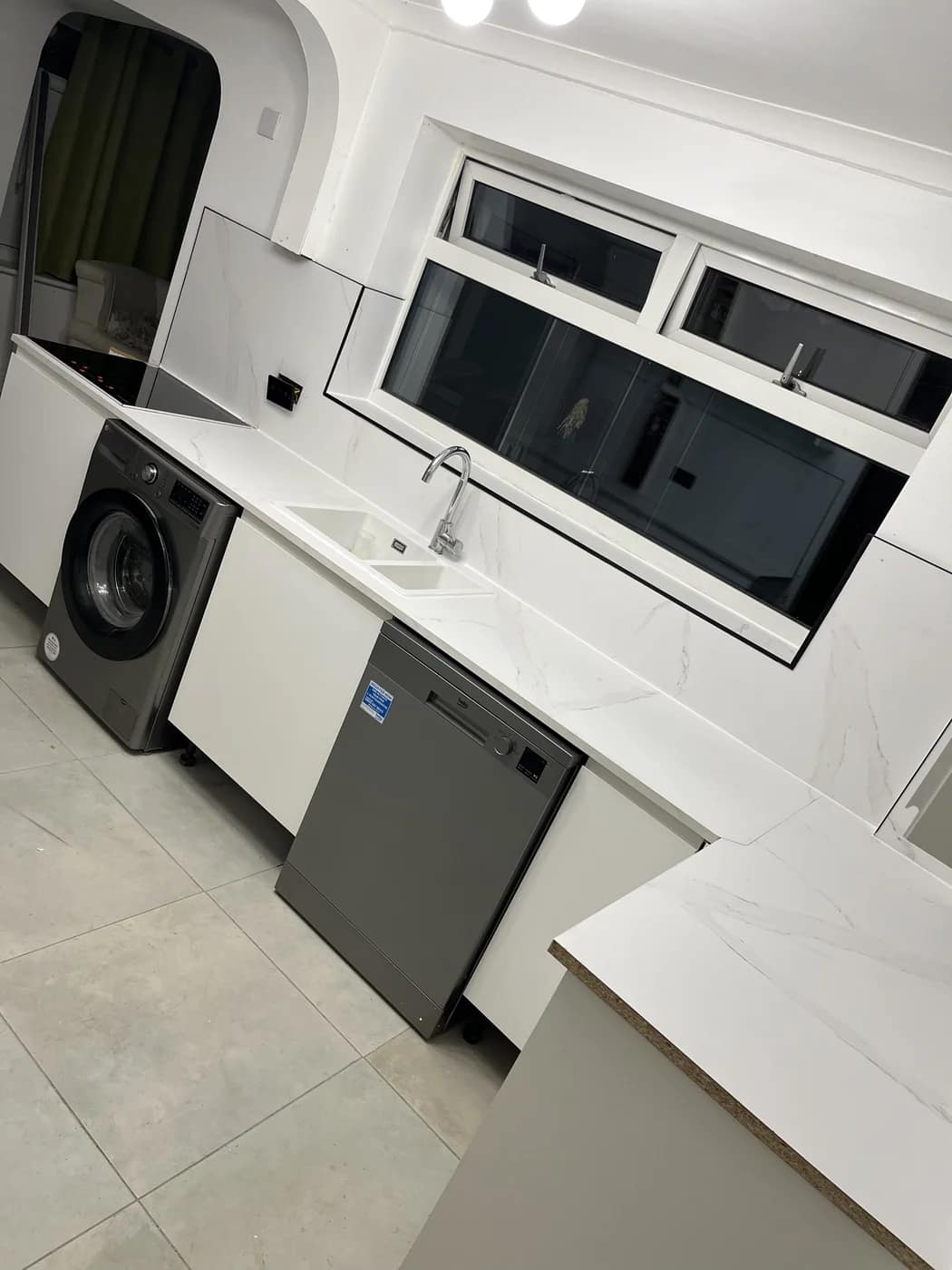 Fitted kitchen white gloss units renovation bridgend by HJB