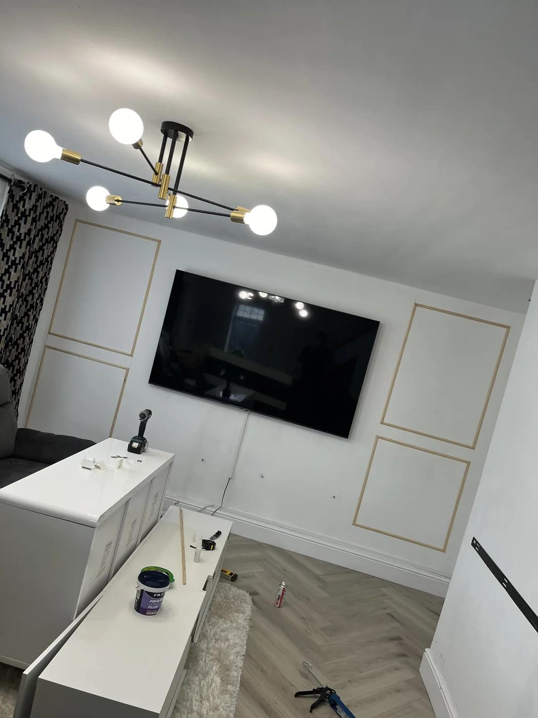Living room renovation media wall bridgend by HJB