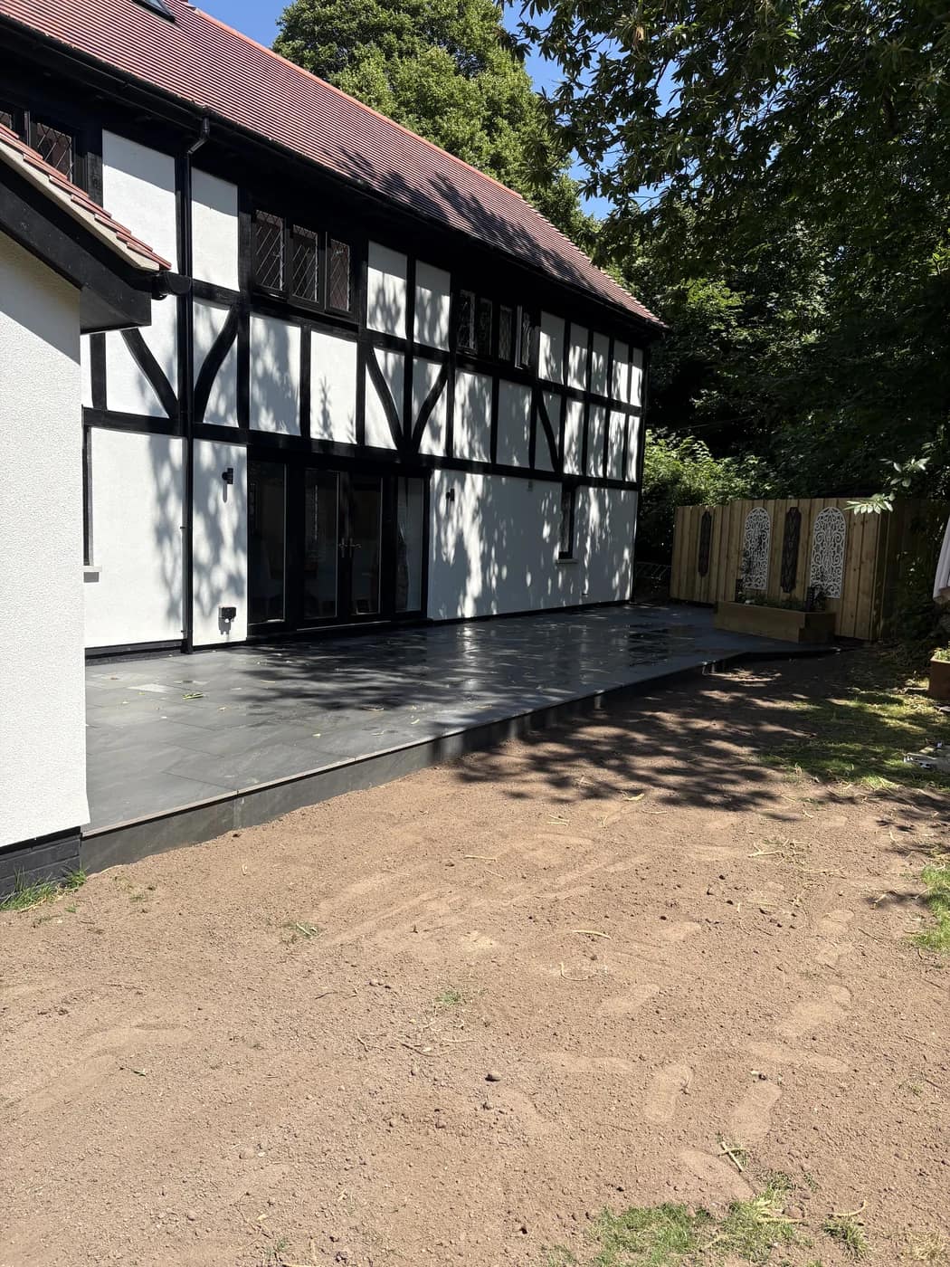 Black composite decking terrace rear elevation cowbridge by HJB