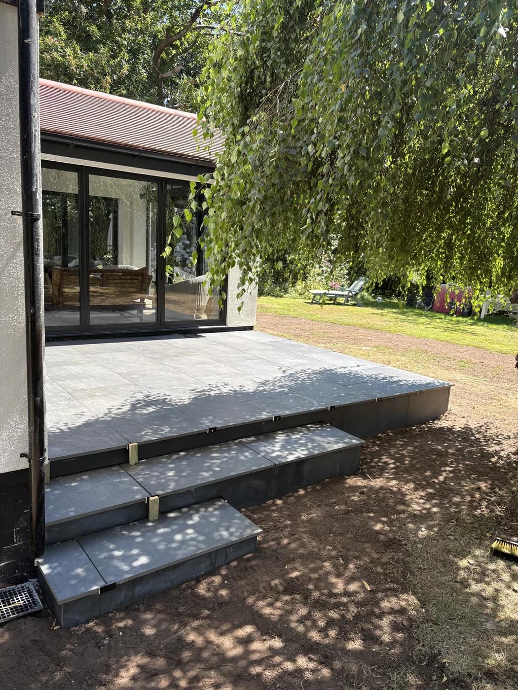 Terrace steps porcelain paving installation cowbridge by HJB