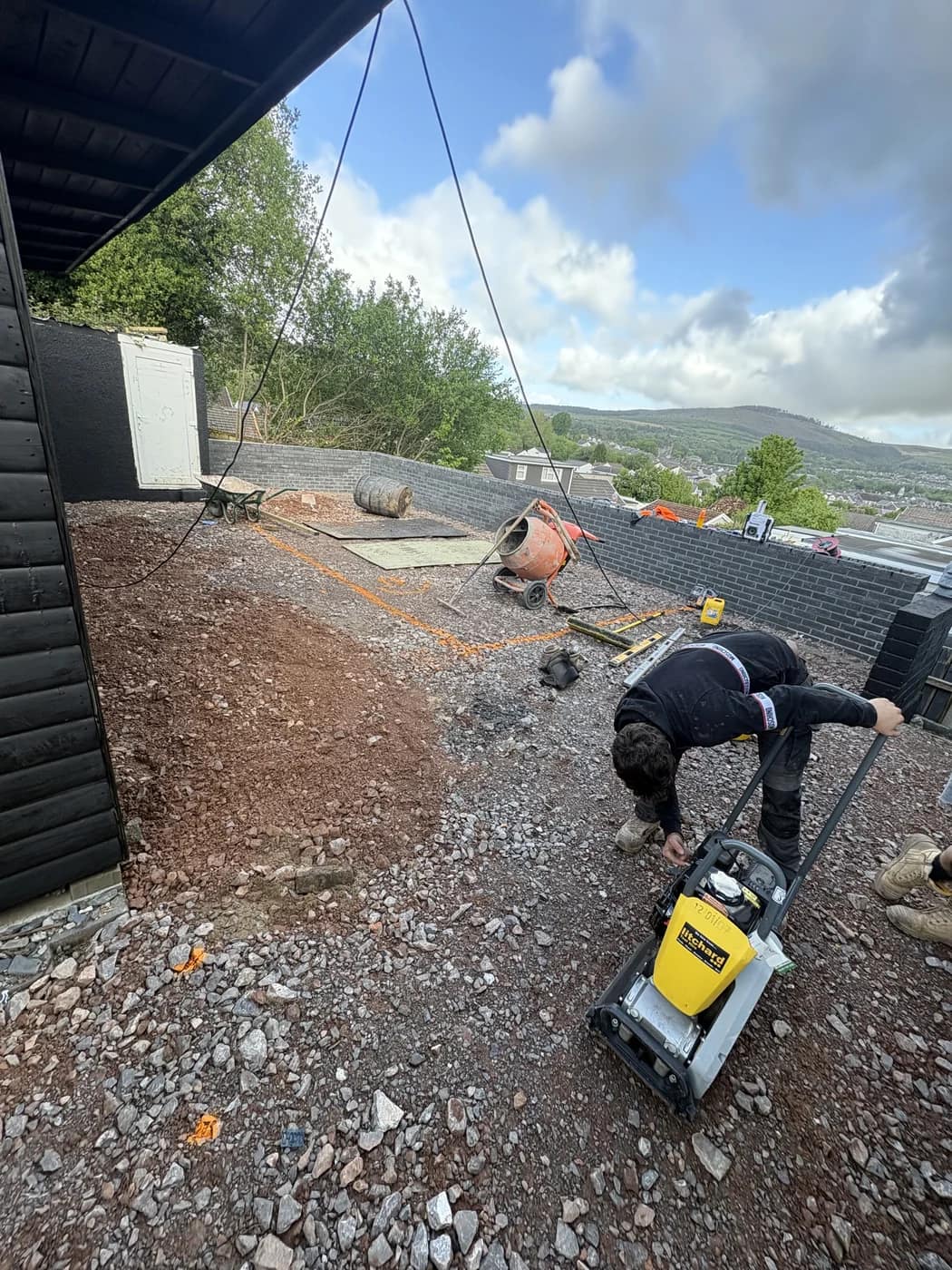 Patio groundworks hillside property nantymoel by HJB