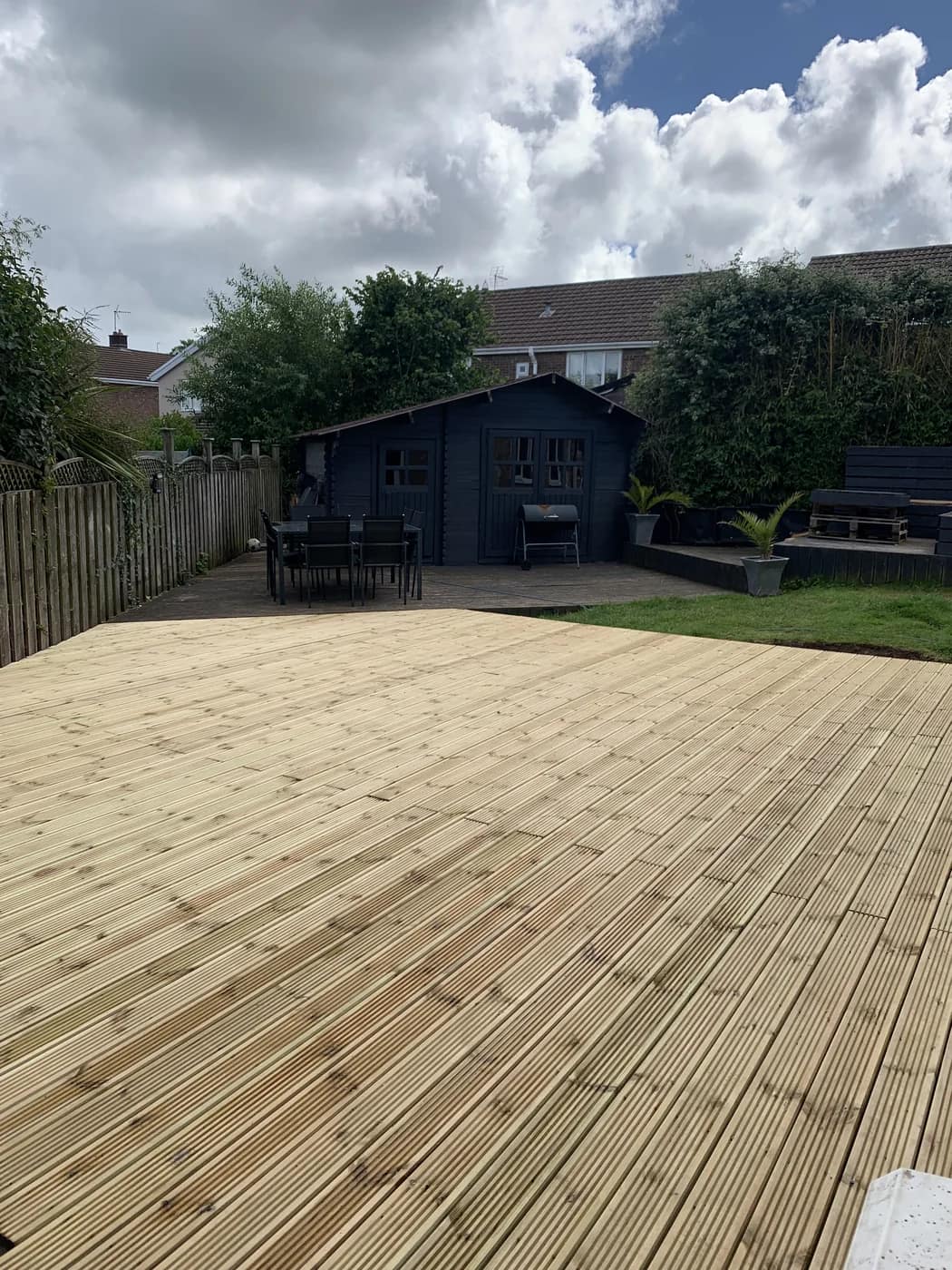 Large timber deck completed garden sarn by HJB