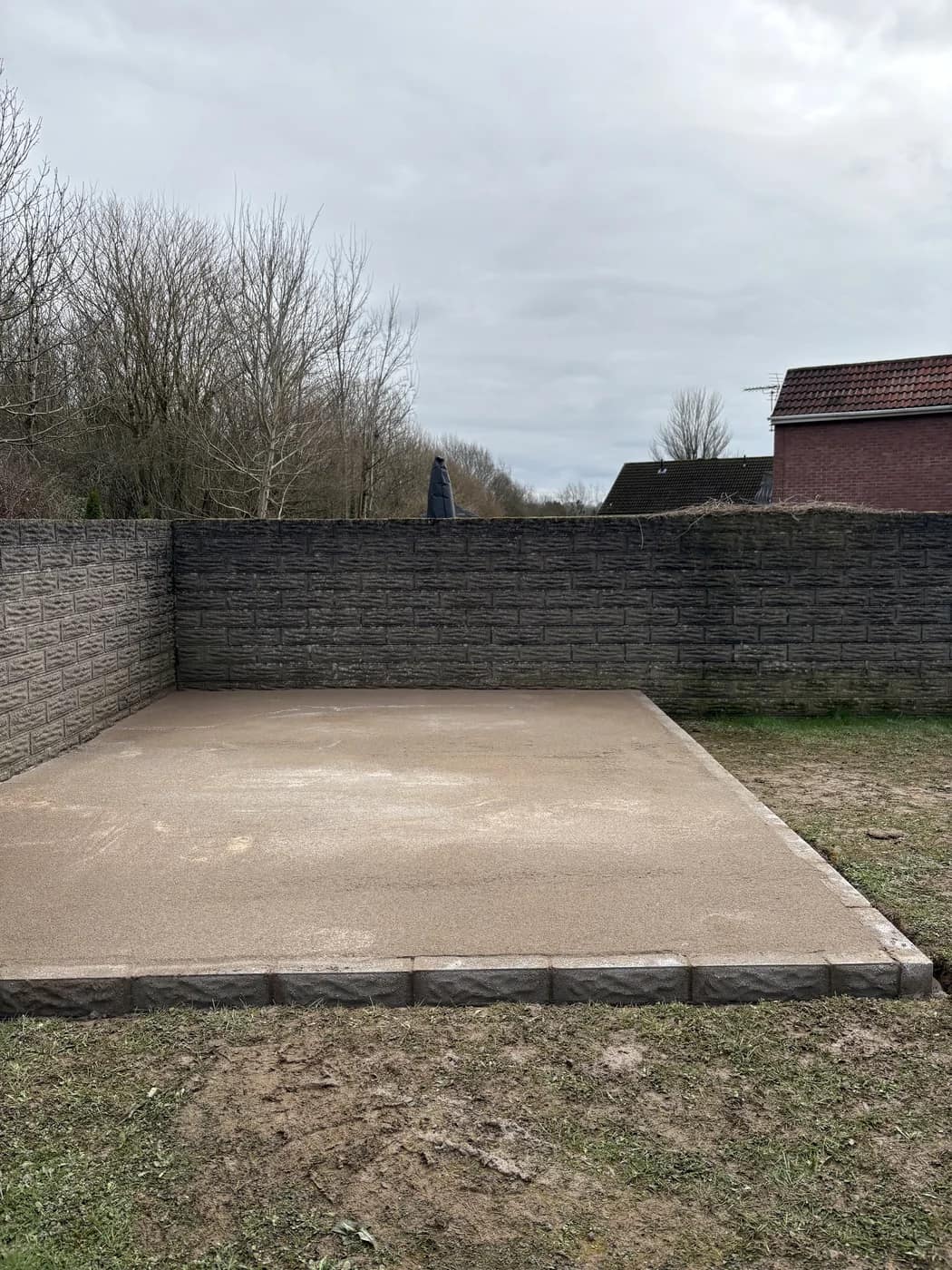 Raised patio concrete base poured pencoed by HJB