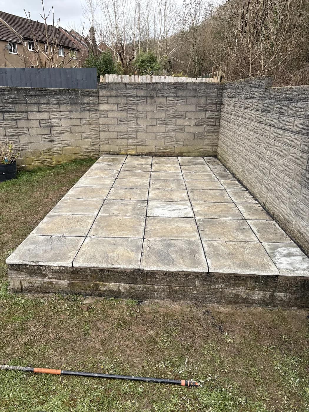 Raised patio terrace completed pencoed by HJB