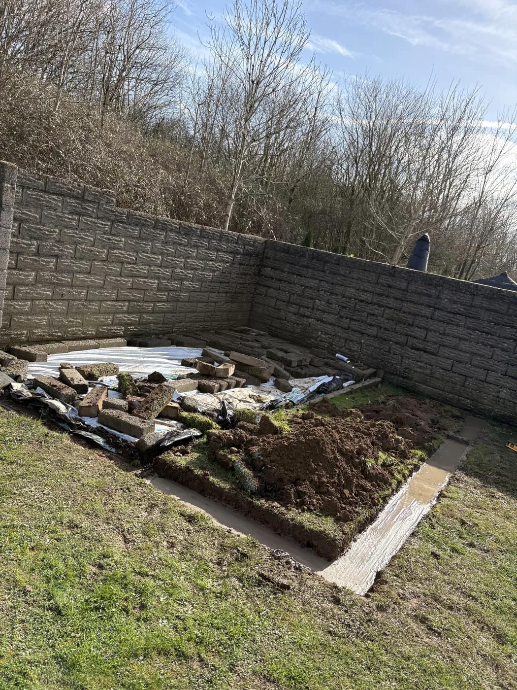 Raised terrace before clearance pencoed by HJB