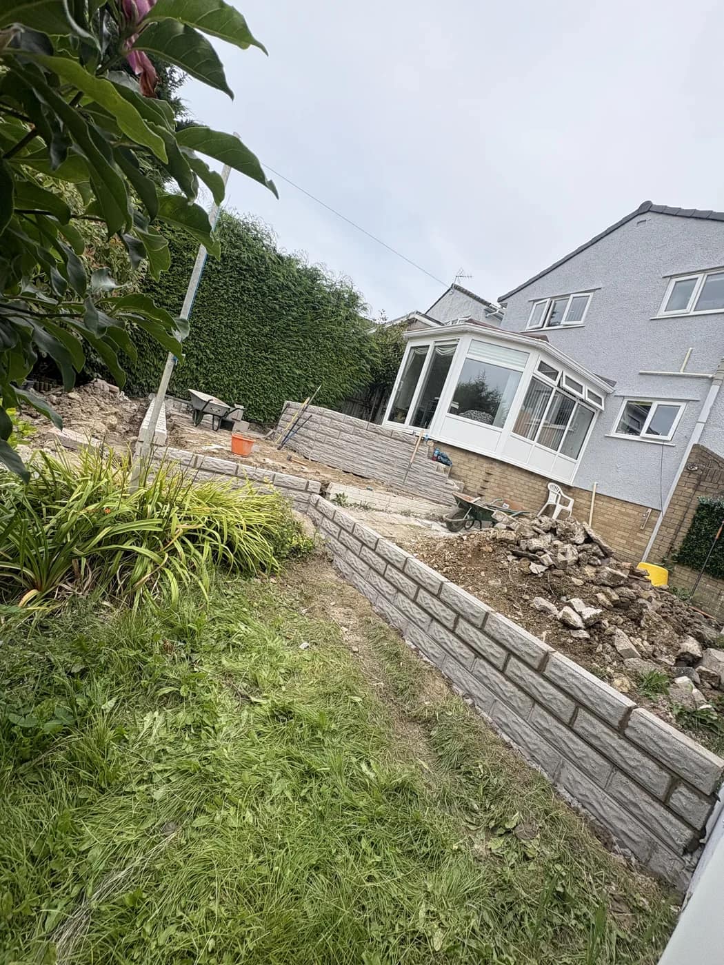 Garden excavation before patio maesteg by HJB