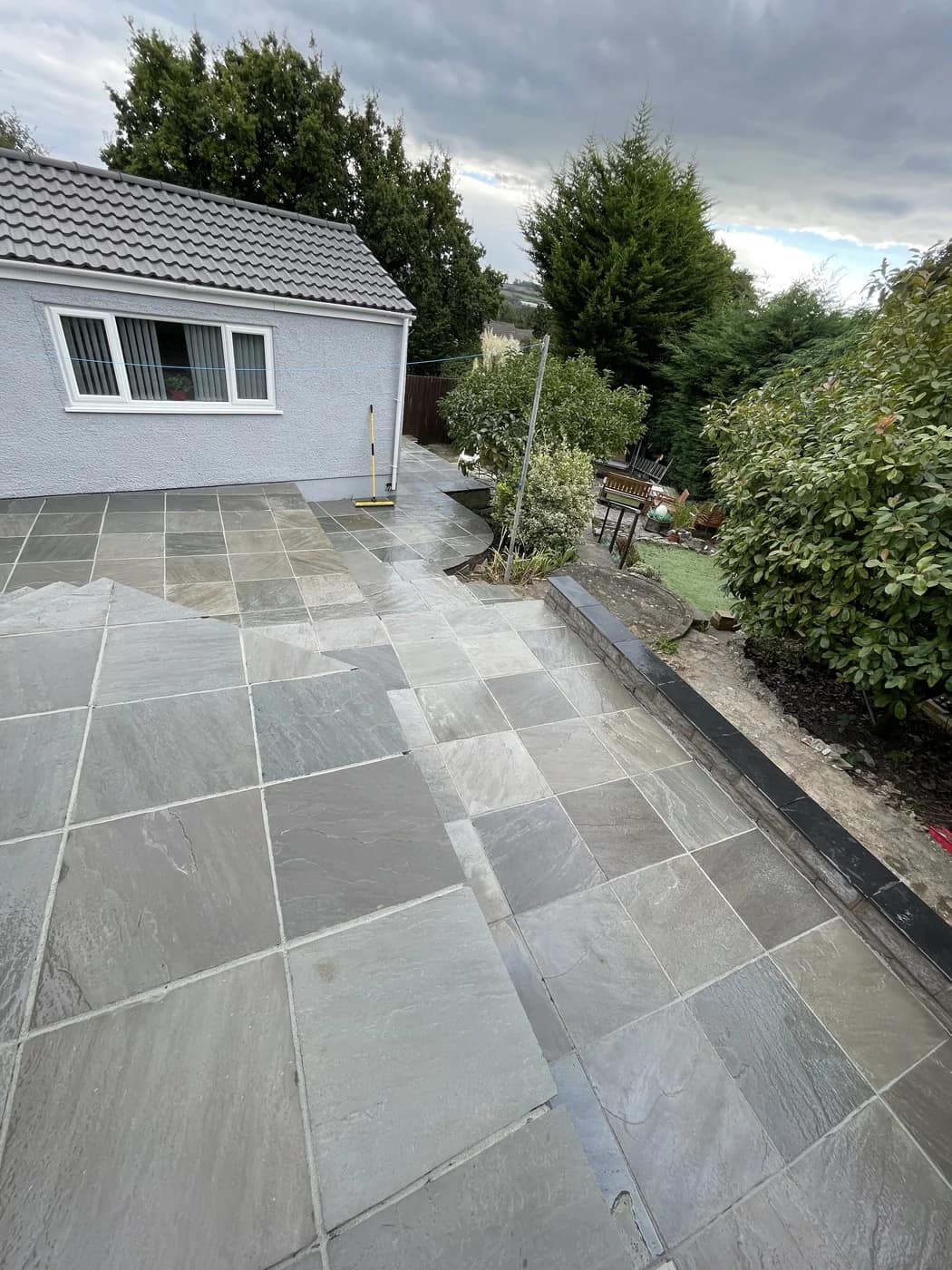 Riven sandstone patio garden path maesteg by HJB