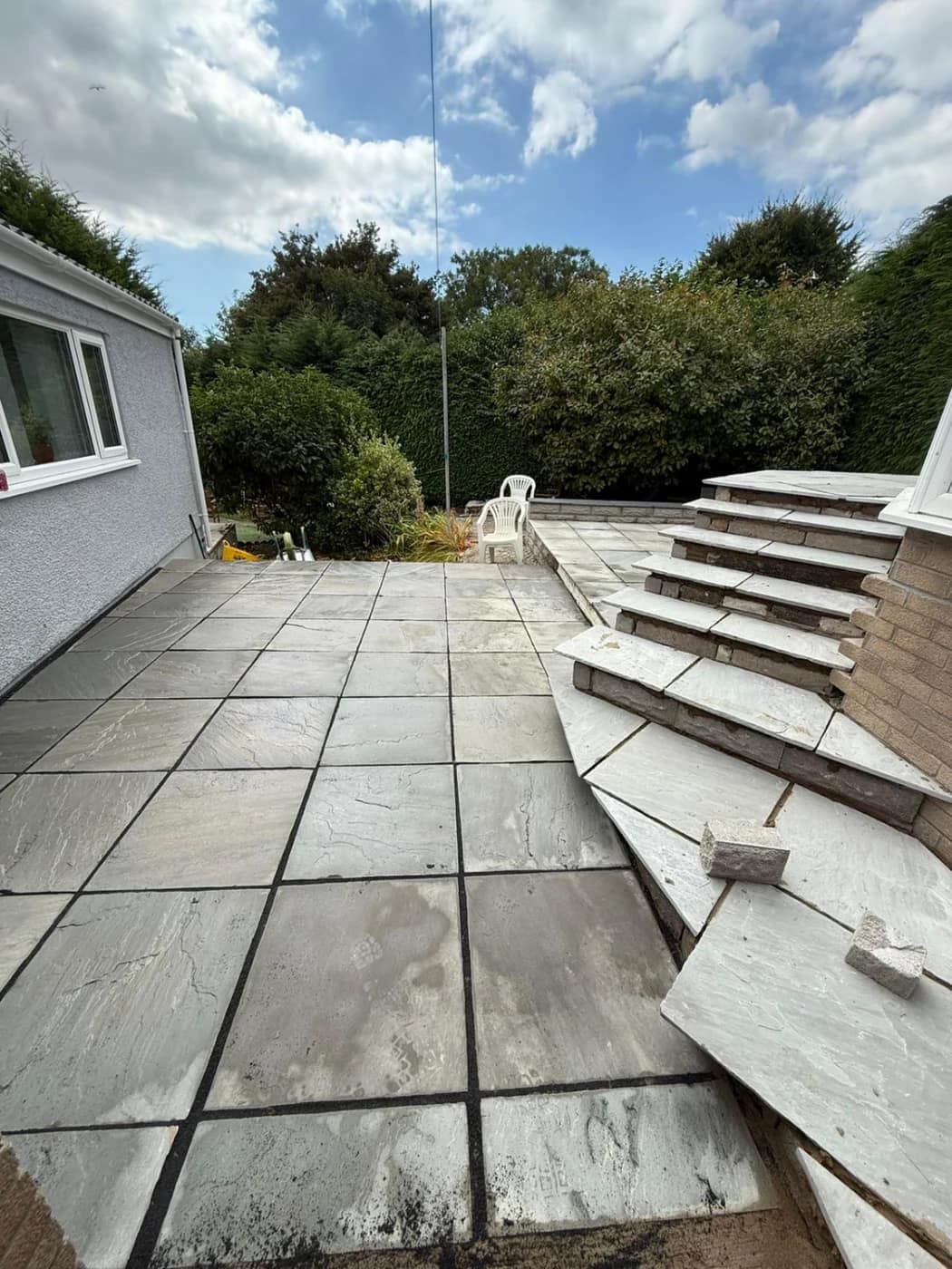 Sandstone patio steps garden path maesteg by HJB