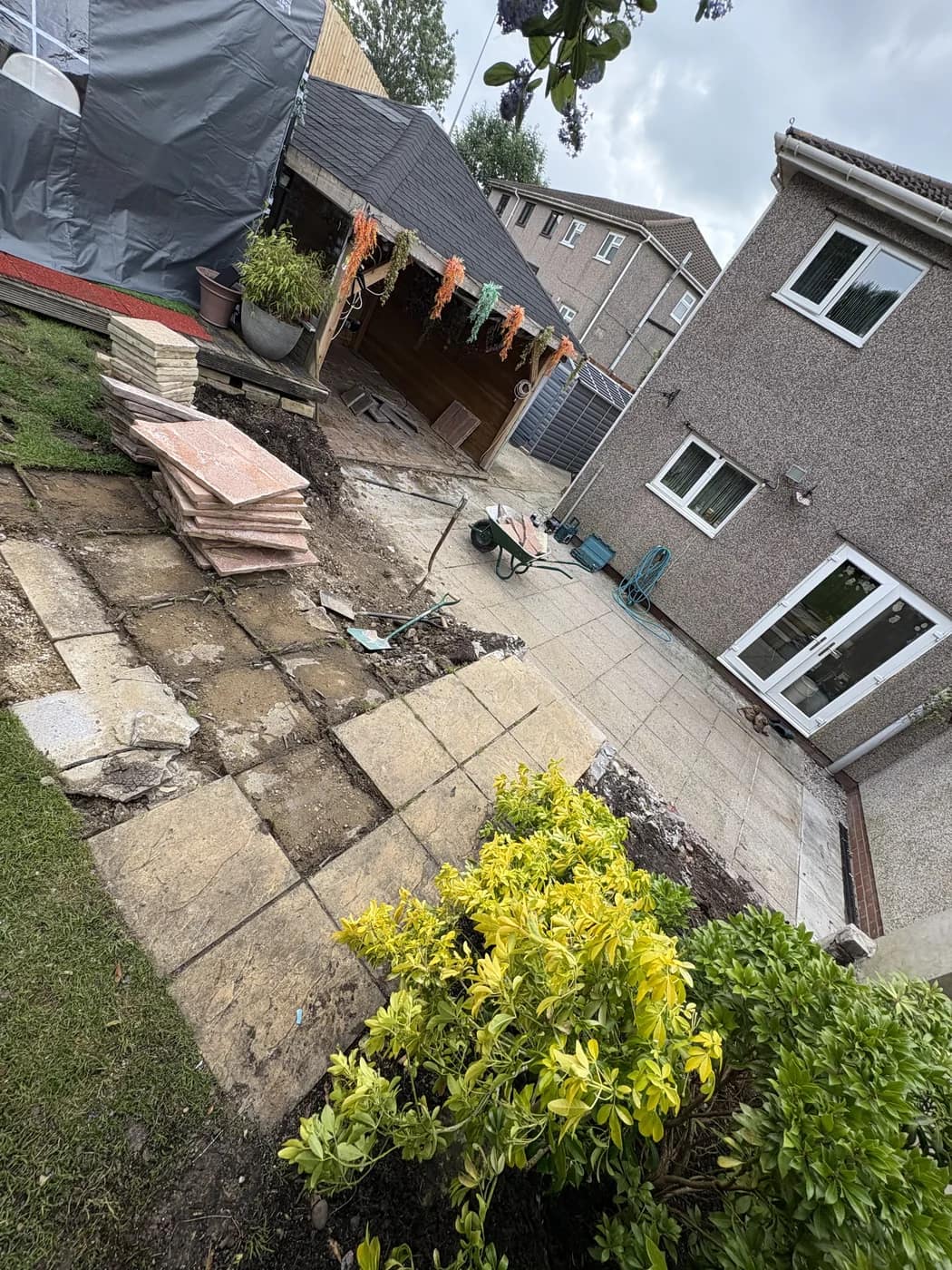 Garden patio works in progress cowbridge by HJB