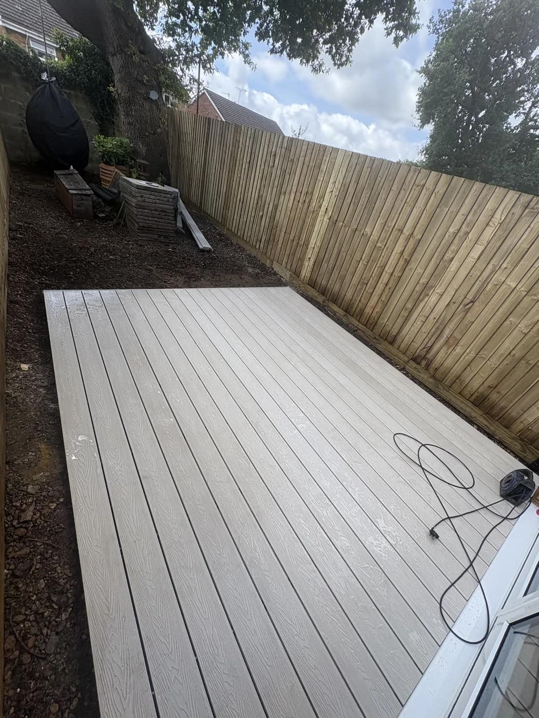 Grey composite decking installation cowbridge by HJB
