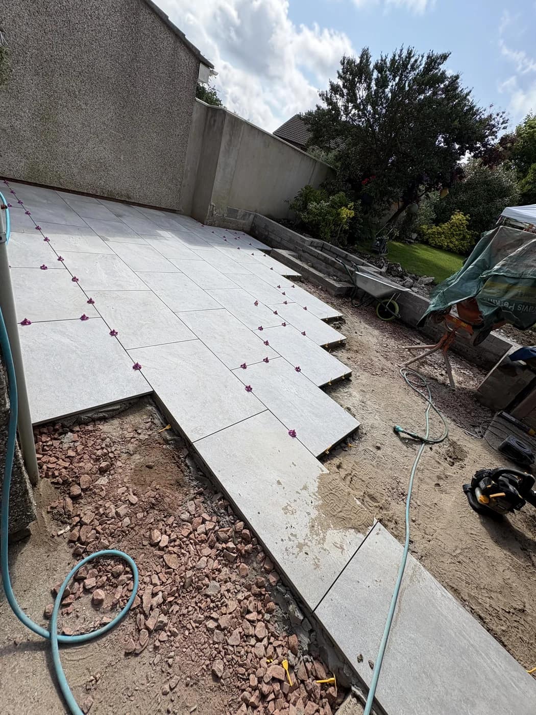 Porcelain paving installation in progress cowbridge by HJB
