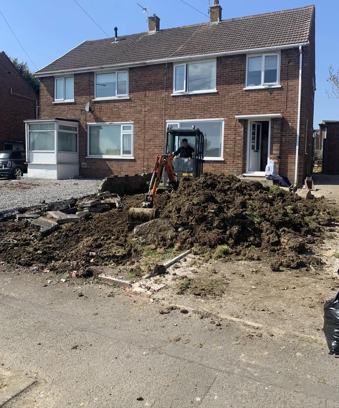 Driveway groundworks in progress bridgend by HJB