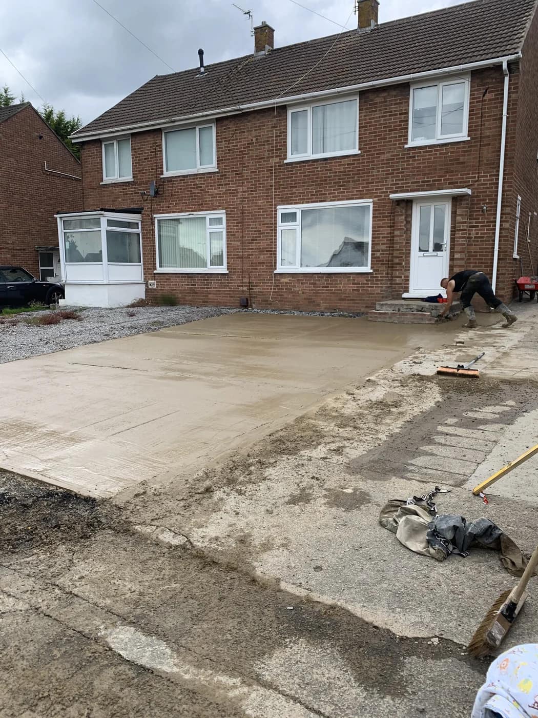 New concrete driveway base semi detached bridgend by HJB