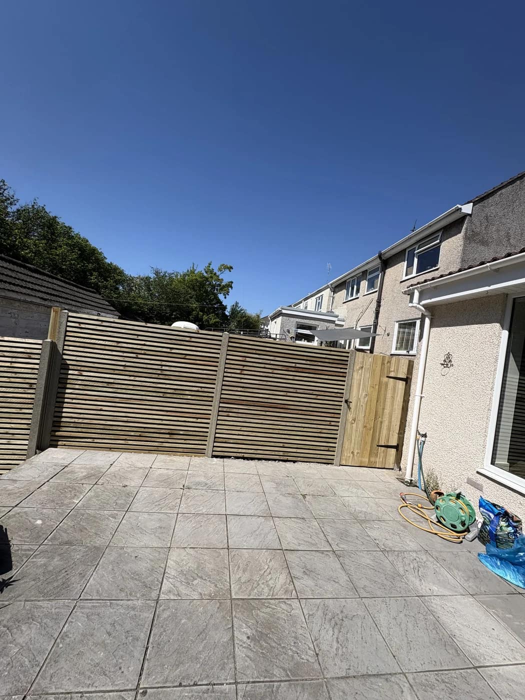 Patio fence rear garden before works bridgend by HJB