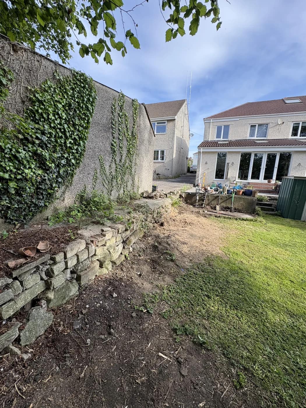 Rear garden before landscaping bridgend by HJB