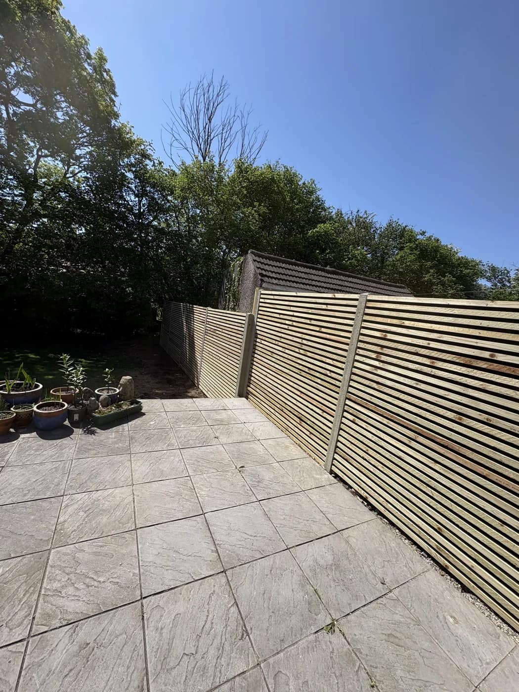 Slatted fence screen patio garden bridgend by HJB