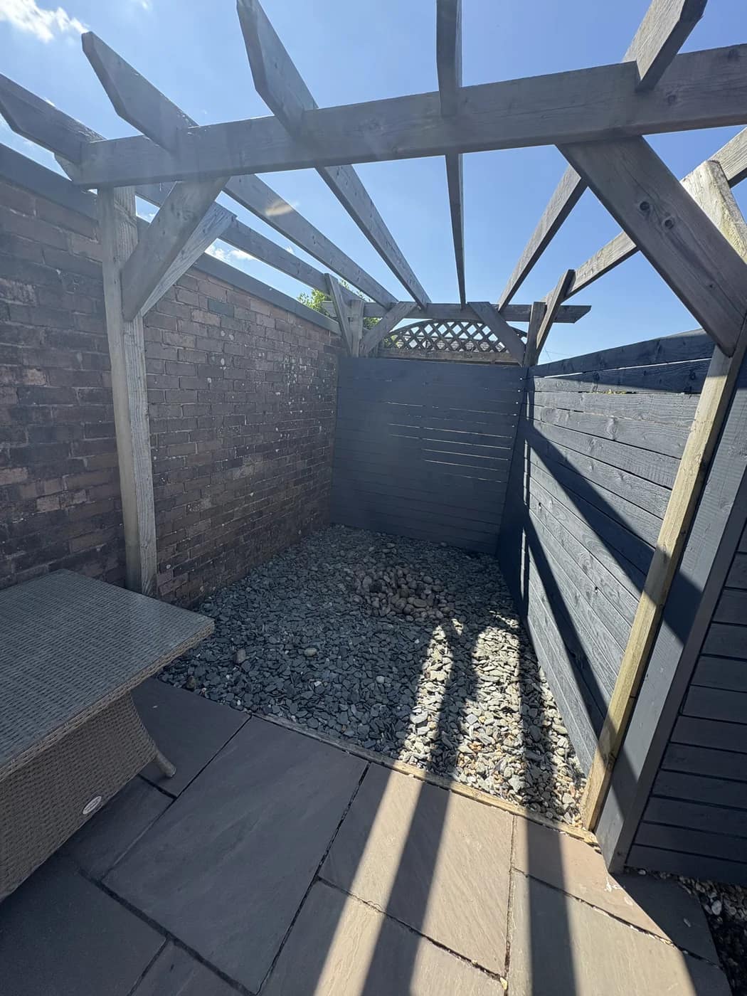 Timber pergola garden seating area bridgend by HJB